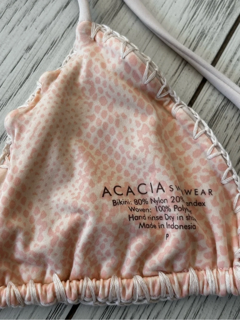acacia swimwear Cream Crochet Triangle Bikini with Cutout Detail